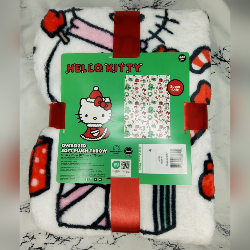 Hello Kitty Red and White Plush Blanket